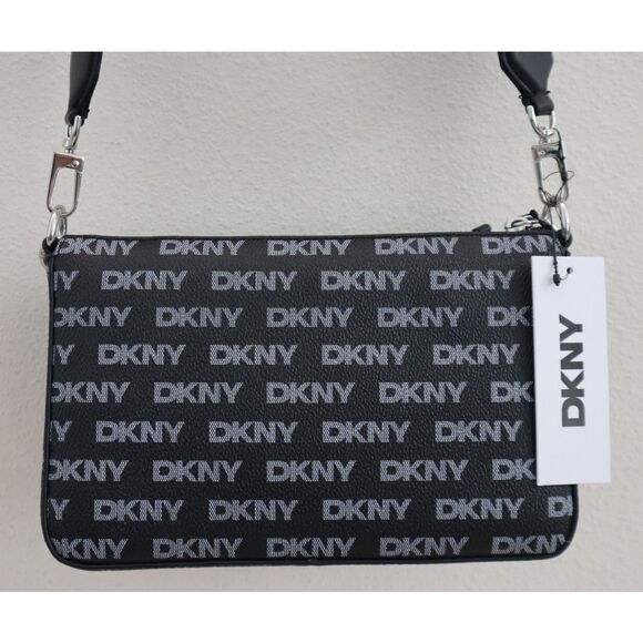 DKNY R43E5H15 Women's O/S Black PU Leather Logo Print Haven Crossbody Bag - Picture 11 of 16